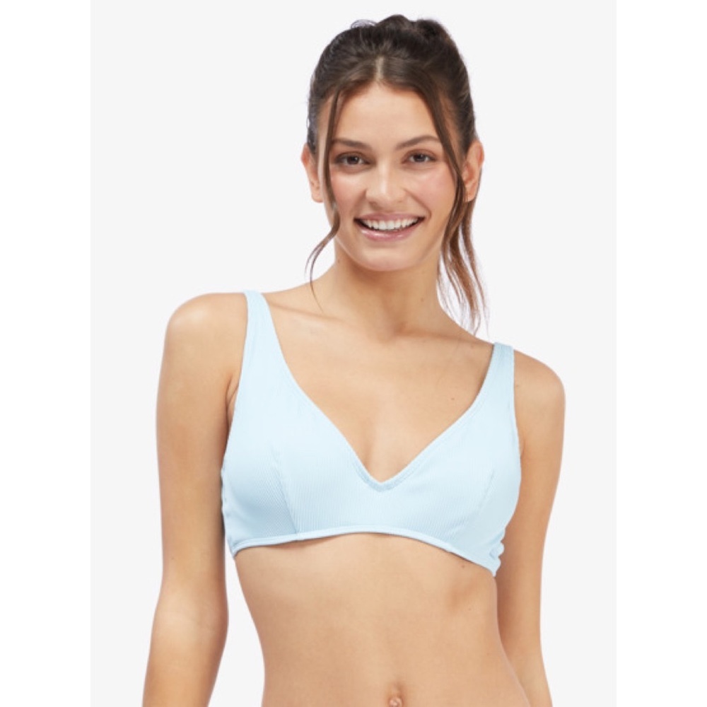 NEW Roxy Active Underwire Light Blue Ribbed Bikini Top Size Large (L) - Picture 6 of 6